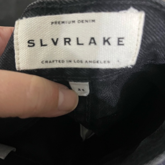 SLVRLAKE London straight leg jeans in “shadow ridge destructed” black wash 24 - Picture 9 of 9